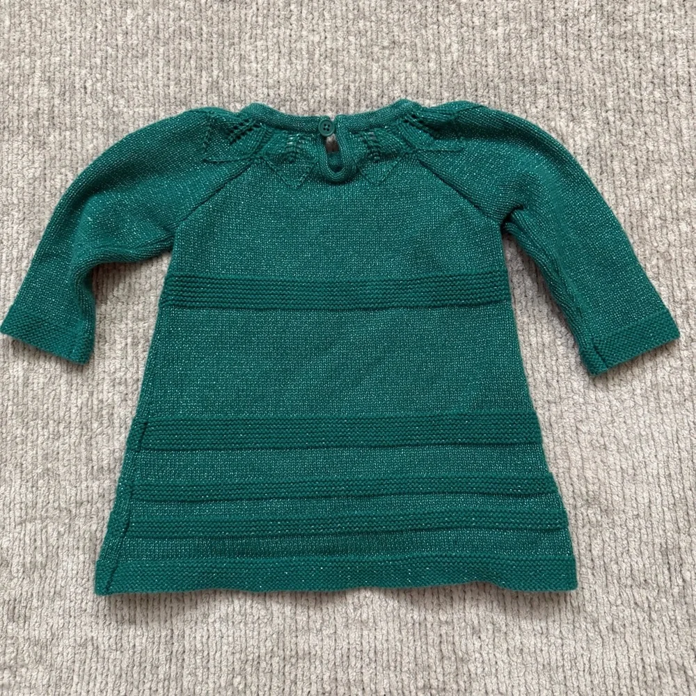 Hanna Andersson Green Metallic Knit‎ Dress Size 60 (3–6M)